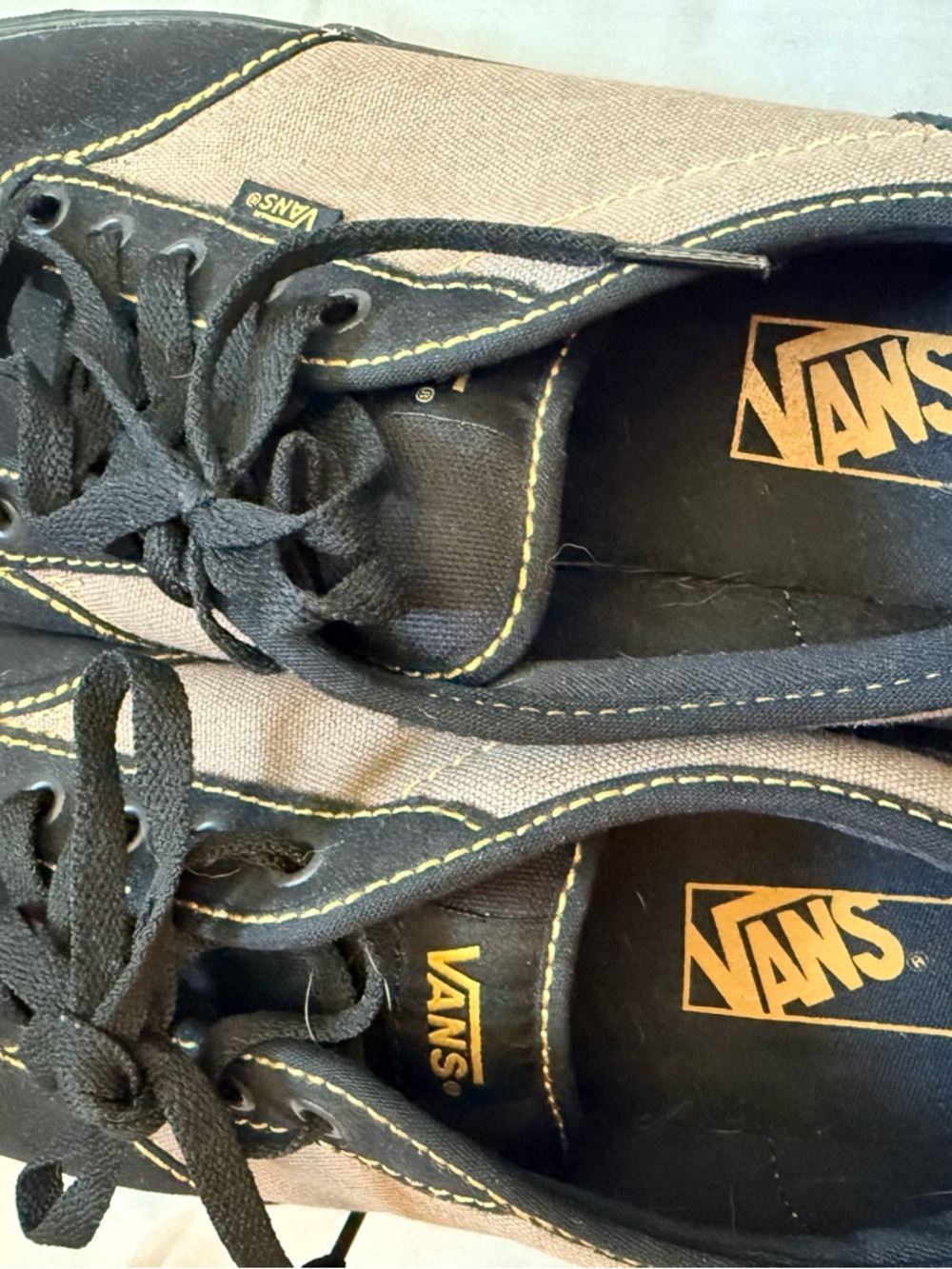 Vans Black and Tan Low-Top Canvas Sneakers